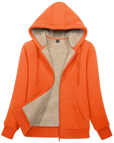 Para mujeres con cremallera completa con capucha forrada de sherpa abrigo cálido de lana invierno primavera chaqueta informal - Imagen 83 de 145