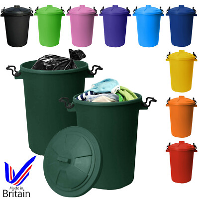 [3er Set] 50L Mülleimer Clipverschluss Deckel farbig Gartenabfall Mülleimer