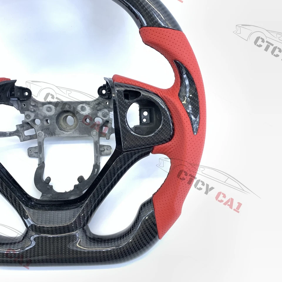 Volante de fibra de carbono personalizado para Honda CR-V 2012-2017 cuero perforado Foto 4 de 4