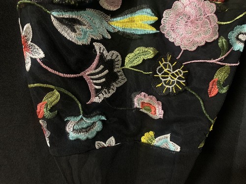 TOPSHOP Embroidered Black Sheer Spaghetti Strap One-Piece Lingerie Size 6 - Picture 3 of 9