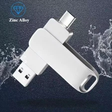 4G Silver 2in1 Type-C & USB-A Zinc Alloy Flash Driver For Mobile Phones Computer