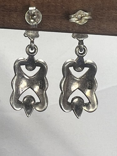 Orecchini pendenti vintage argento sterling - ART DECO REVIVAL marcasite SS244 - Foto 4 di 6