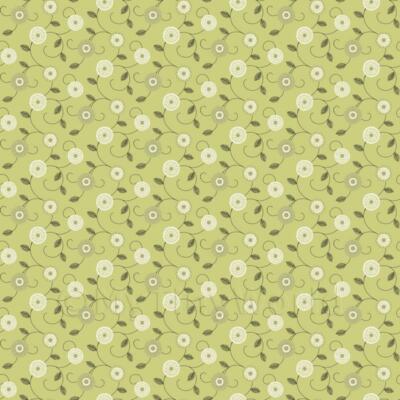 Miniature Dollhouse Round White And Green Flower Wallpaper