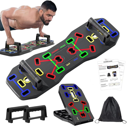 Push up Board, Foldable 10 in 1 Push up Bar with Resistance Bands,Portable Multi - 第 1/12 張圖片