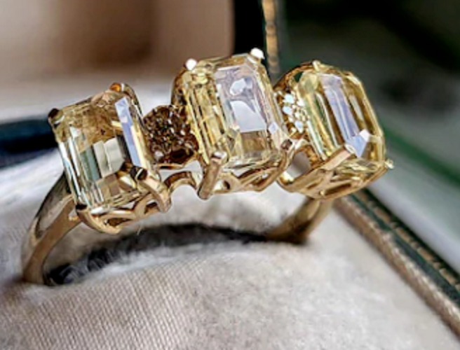 5ct Emerald Cut Citrine Engagement Ring in Sterling Silver