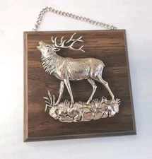 Vintage A&F Canada Copper-Toned Metal Elk  3-D Relief Art Wall Plaque 5.5 X 5.5”