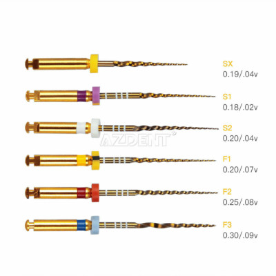 6Pcs/Kit Dental Endodontic Gold Taper NITI Rotary Files Engine Use 25mm Endo