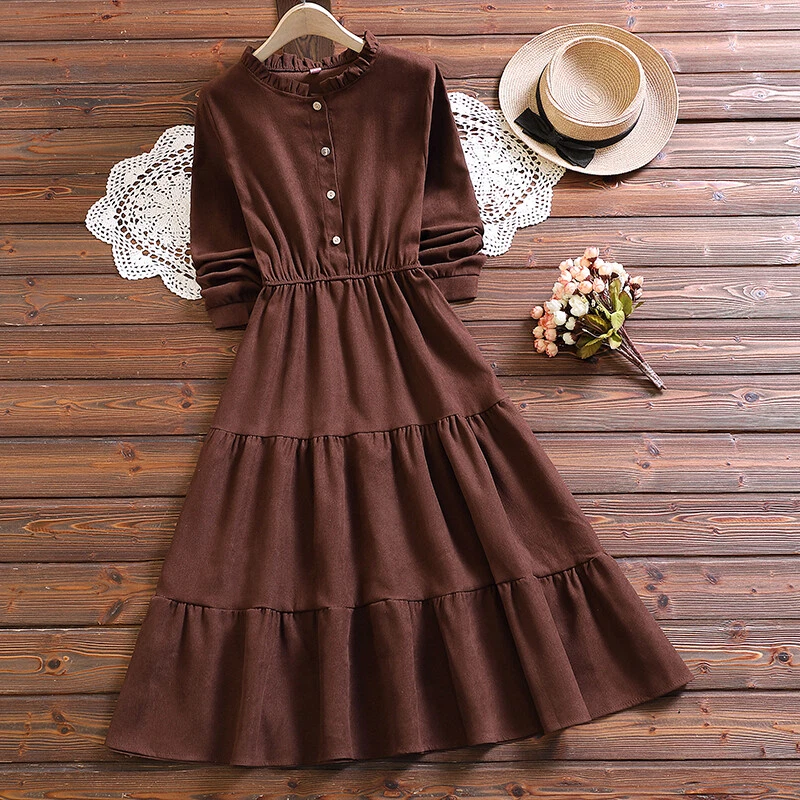 Corduroy long 2025 sleeve dress
