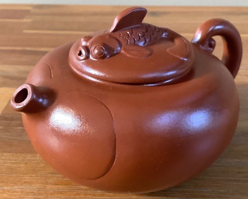 Vintage Chinese Yixing Zisha Clay Teapot Carp Koi Tea Pot 175ml | 6oz Capacity - Picture 2 of 16