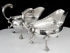 Pair Antique Sterling Silver Sauce Boats, Benjamin Mountigue, London 1779