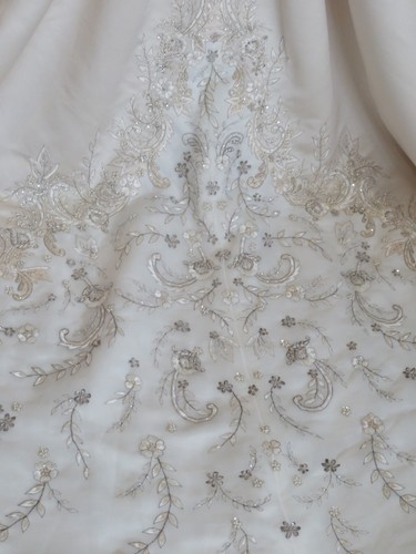 P11W CASABLANCA 1835 SZ 14 $1199 PLEATED BEADED SATIN FORMAL GOWN DRESS - Picture 10 of 18
