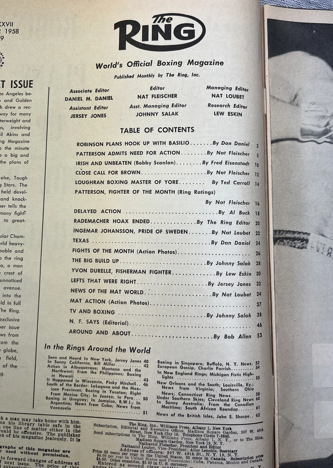 Vintage THE RING Oct 1958 Boxing Magazine Wrestling Floyd Patterson Roy Harris - Image 4 of 4