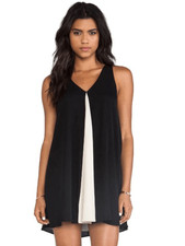 Alice + Olivia Black Rola Godet Silk Lambs Leather Mini Shift Cutout Dress