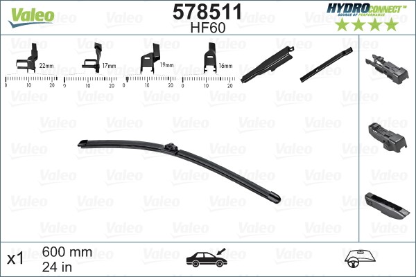 Valeo 578511 Wischblatt Beifahrerseitig Fahrerseitig FÜR Abarth Alfa Romeo Audi-image