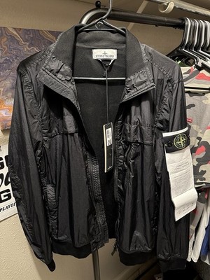 $768 Stone Island Black Garment Dyed Crinkle Reps R-NY Jacket Mens Size Small