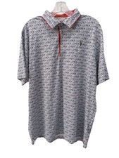 PUMA Cloudspun Golf Polo Shirt Men L UPF 40 Performance Blue Orange Branch NWOT