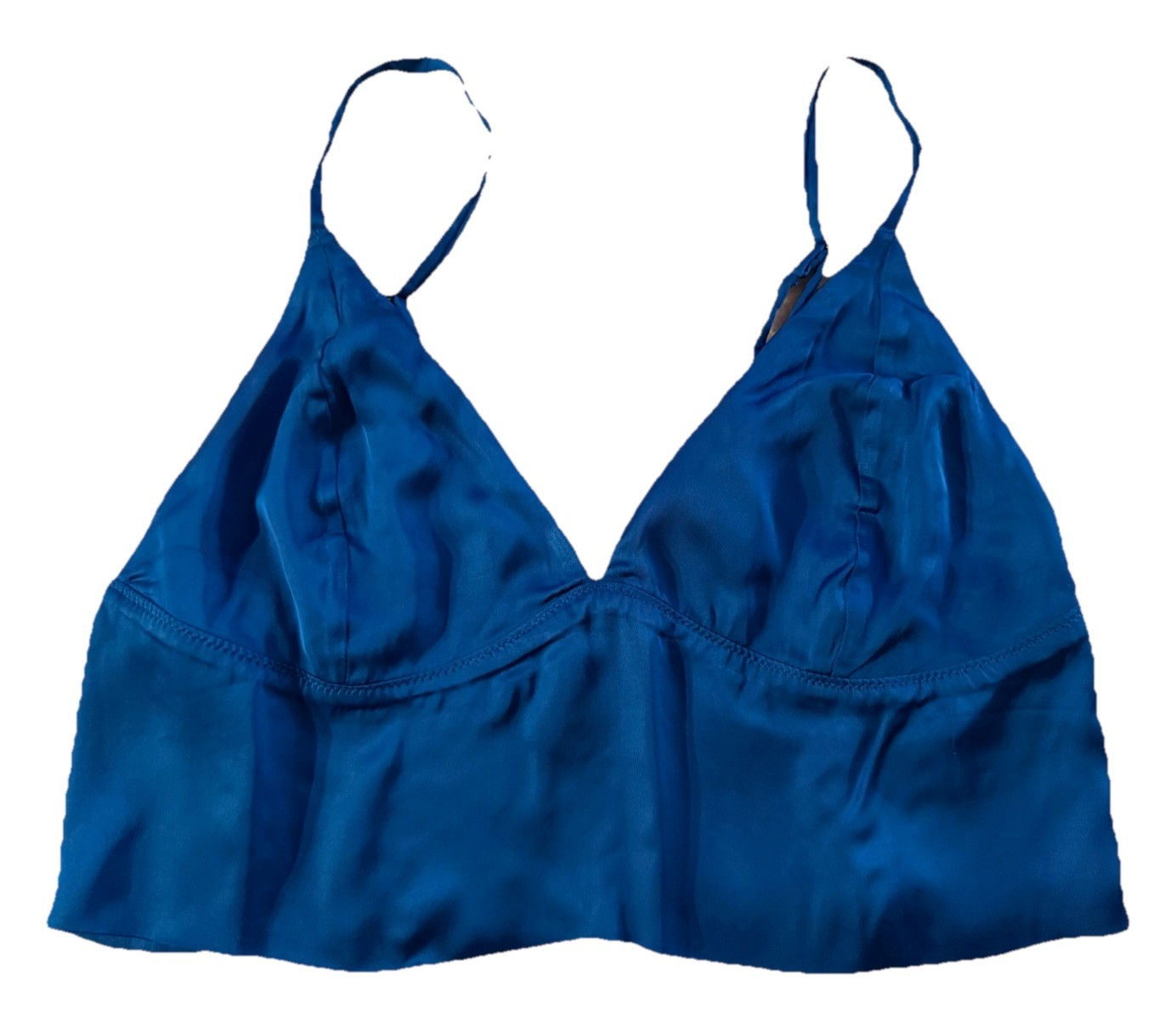 💙NWT aerie Blue Satin Ruched Bralette-Size M💙