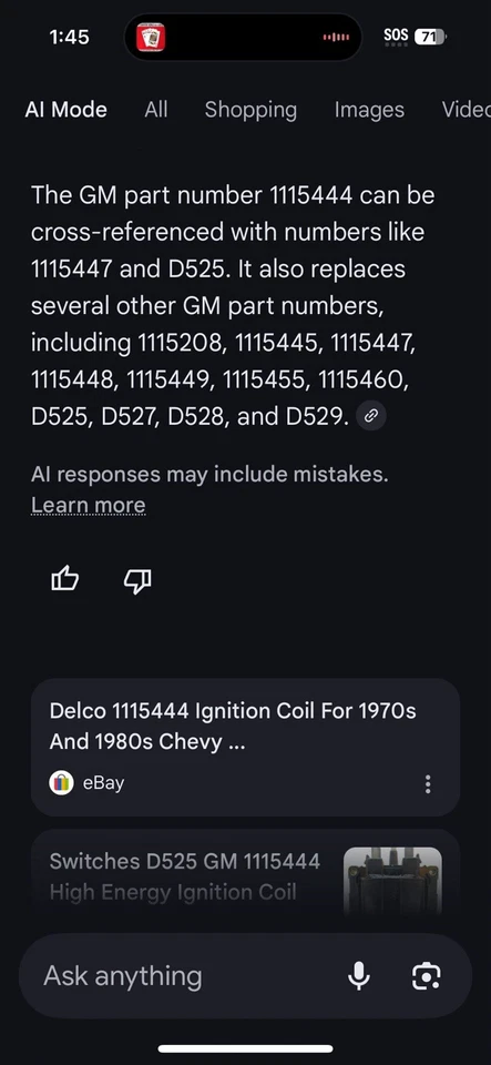 NUEVA BOBINA DE ENCENDIDO OEM GM 1115455 se adapta a GM 79s-80s Chevy GMC Jeep Pontiac 12498046 Foto 3 de 4