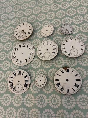 Antike Emaille Taschenuhr Zifferblätter Restposten x 9