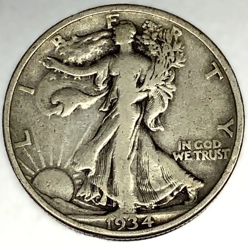 1934 P Walking Liberty Silver Half Dollar- Fine Condition - FREE SHIPPING - 1999