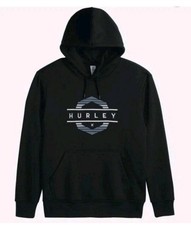 Hurley Men s Fleece Lined Hoodie, Black Embroidered Logo Size XS