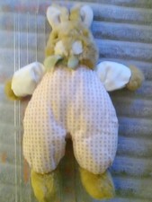 Dakin Pink Brown Bunny Plush Stuffed Animal Vtg 1990 Baby Toy 11" NEEDS EYE