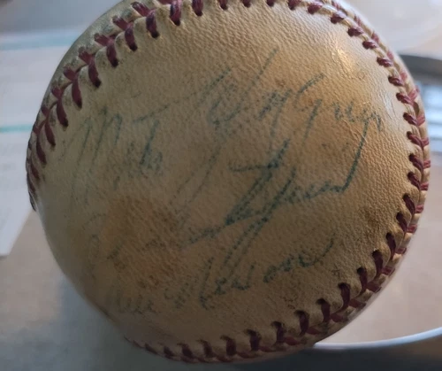 1957 Boston Red Sox Signed Baseball.   7 Legible Signatures Mike Higgins etc