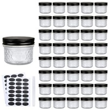 4 oz Glass Jars With Lids Black ,Small Clear Canning Jars For Cavi