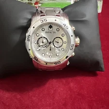 Invicta Men Pro Diver Scuba 48MM Silver Dial Chronograph S.S Bracelet Watch