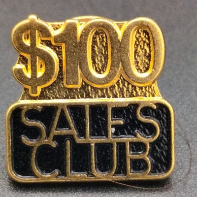 $100 Sales Club Award Recognition Pin Approx 1'' Tall Gold Tone Enamel Metal