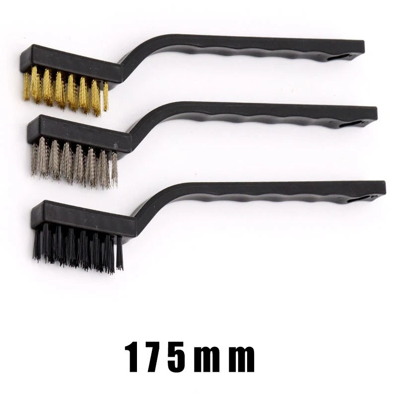 Set 3 Spazzole Metalliche Con Setole In Nylon, Ottone E Acciaio Inox | Impugnatura Curva Antirughe | Per Pulizia Ruggine E Superfici