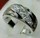 2Ct Round Cut Moissanite Diamond Men's Wedding Band Ring 14K White Gold Plated