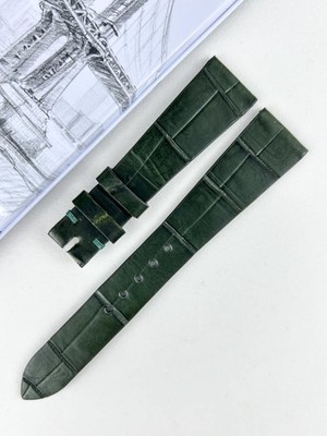 Handmade Green Croc Embossed Calf Leather Watch Strap 16/14mm 75/115