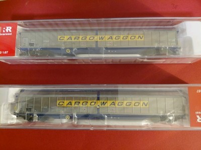 Rivarossi HR6599 DB Set 2 Waggons Schiebewandwagen IN Livree Silber Cargowaggon