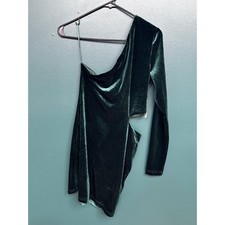 Altar'd State Emerald Green Velvet One Shoulder Cutout Mini Dress Womens Medium