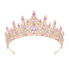 Pink Tiara for Women Crystal Queen Crowns Rhinestone Princess Tiaras for Women W
