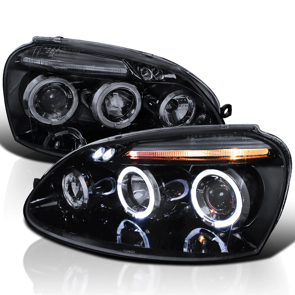 For Piano Black 06-08 Volkswagen Golf Jetta Led Halo Projector Headlights - Image 1 of 4