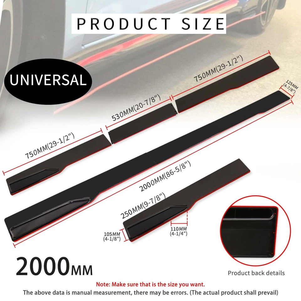 For Toyota Solara Front Bumper Lip Spoiler Body Kit+Side Skirt Glossy Black-Red Foto 3 de 4