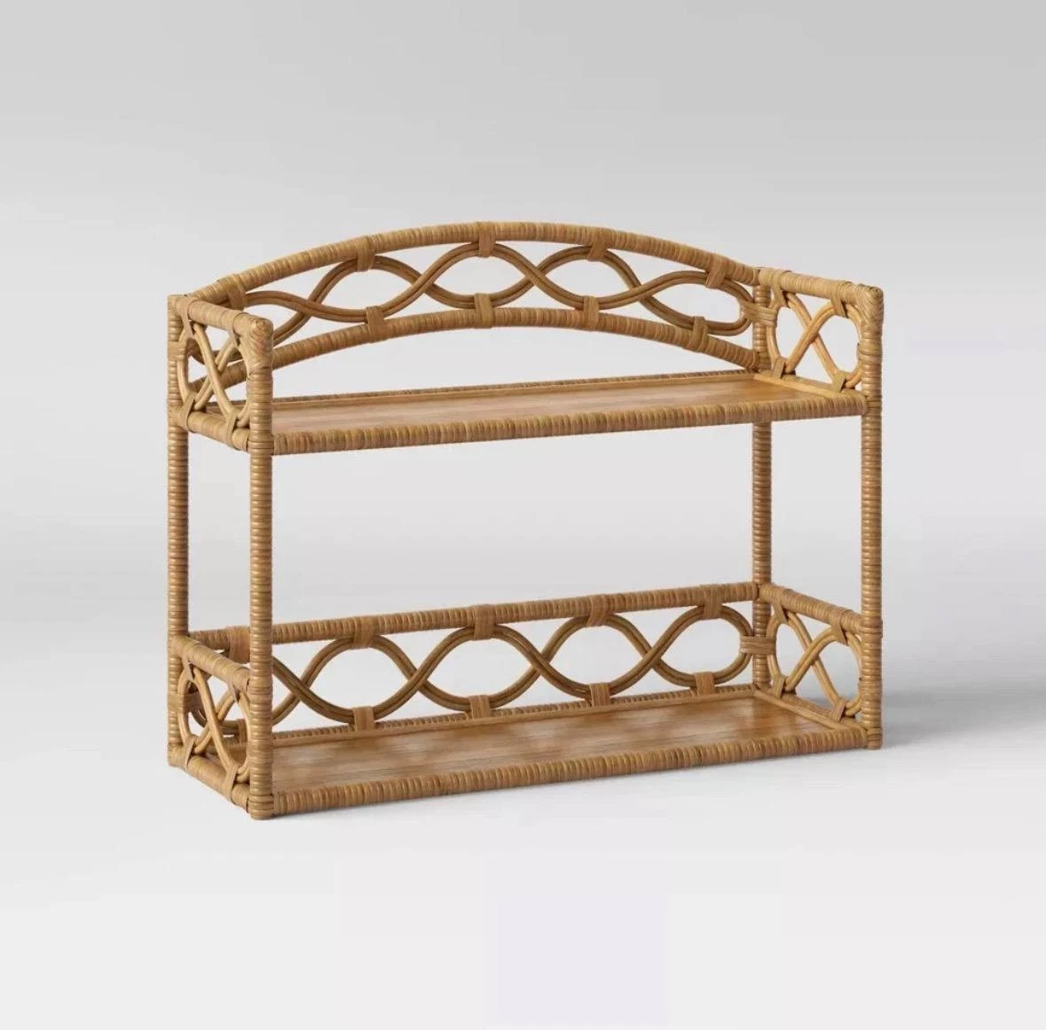 Threshold Rattan Wall Hanging Shelf Lacquered Finish No Assembly 2-Tier
