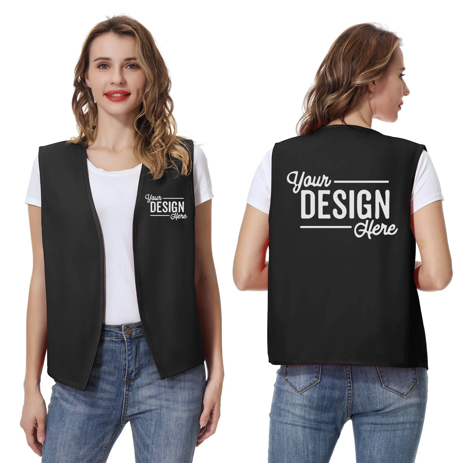 Custom Volunteer Vest PRINTED Personalized No Buttons Unisex Work Vest image 1