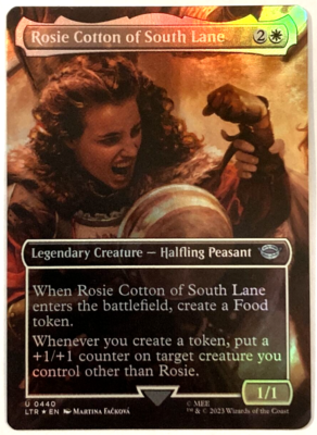 rosie mtg card MTG Rosie Cotton of South Lane *BORDERLESS FOIL* The Lord of the Rings 0440  NM