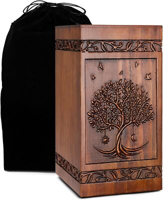 Eternal Wood Cremation Urn - Solid Wood, Natural Stain, 200 Cubic Inch Capacity, 8" X 6" X 6", For Adult Human Or Pet - View #3