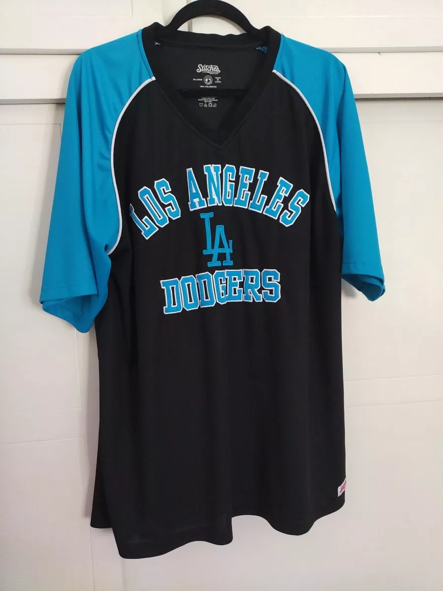 Los Angeles Dodgers Stitched Logo Fan Jersey Black Blue Mens XXL