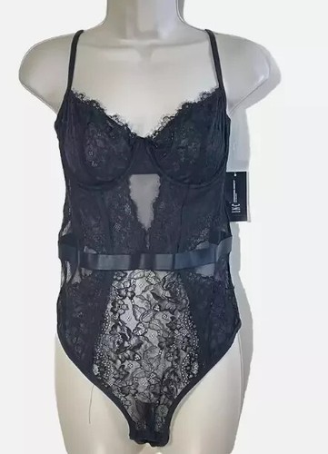 Inc International Concepts Women's Black Lace Cutout Lingerie Bodysuit SMALL E6 - Picture 2 of 3