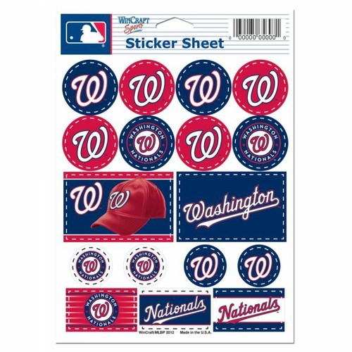 Washington Nationals  5 x 7 Sticker Sheet Free Shipping - Picture 1 of 1