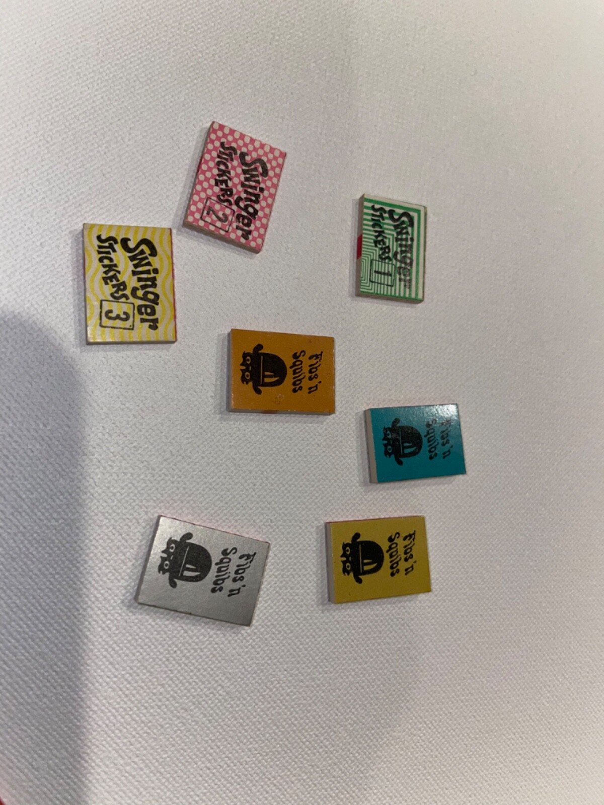 Lot of 81 VINTAGE MINI BOOKS Fibs n squibs & swinger stickers