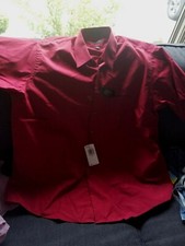 NWT - Arrow Short Sleeve Dark Red Poplin Dress Shirt - 18 1/2
