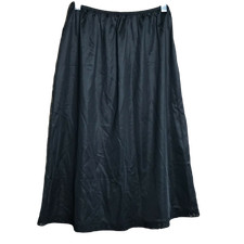 Warner's Vintage Skirt Slip Sz L Black Knee Length Lace Trim