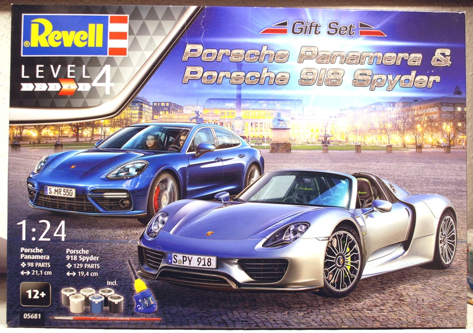 REVELL DEUTSCHLAND Revell 05681 Porsche Panamera & Porsche 918 Spyder Gift Set 1:24 Bausatz