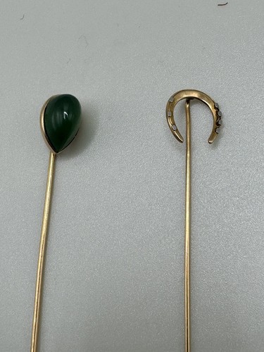 Antique Gold Stick Pins Lot Of 3. 10-14kt - Picture 3 of 4